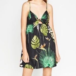 Zara Tropical Print Dress w/ Tie Front